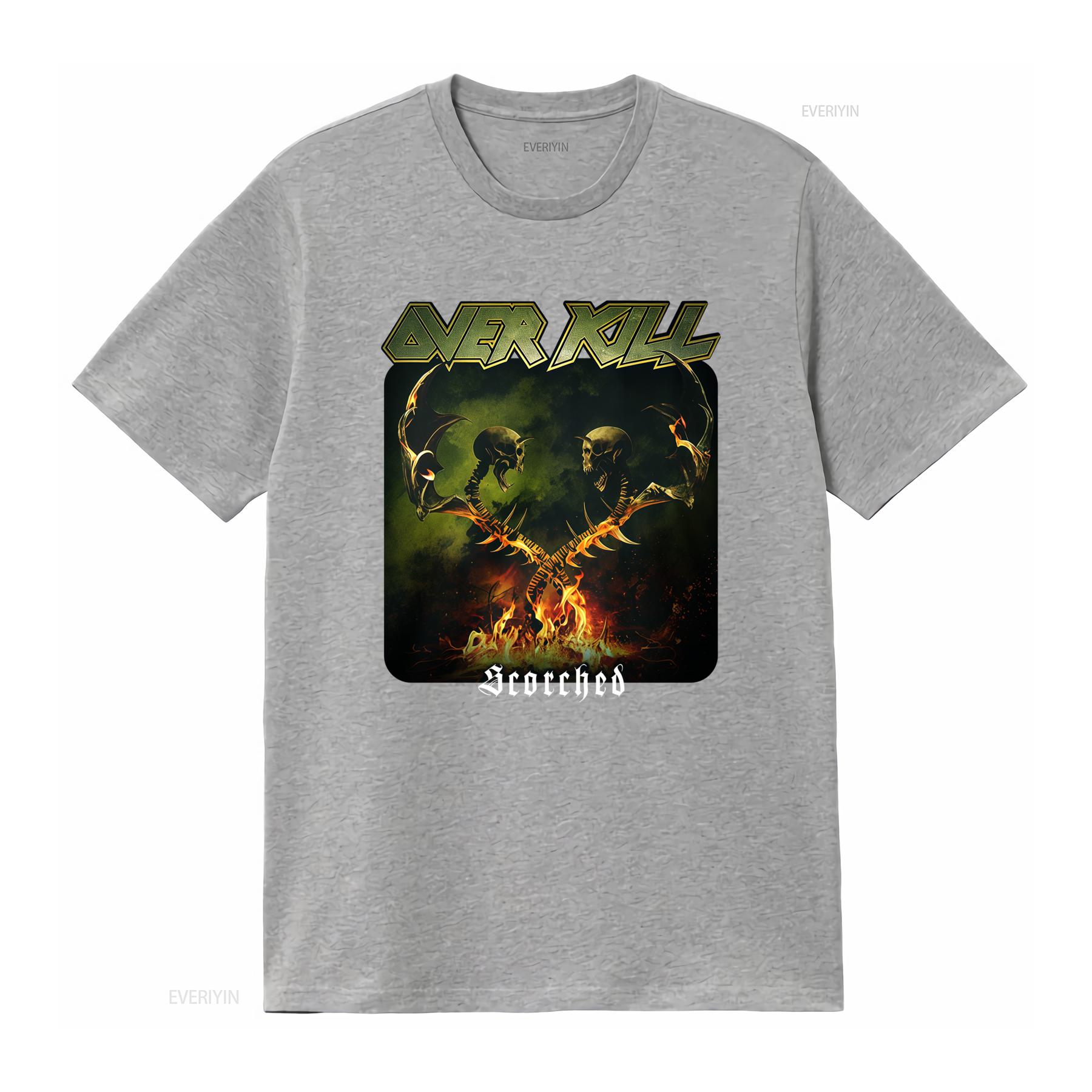 

2026Overkill Scorched Tour T Shirt 2 Sided Black Design with Fiery Skull s Scorching the Earth Style 4XL