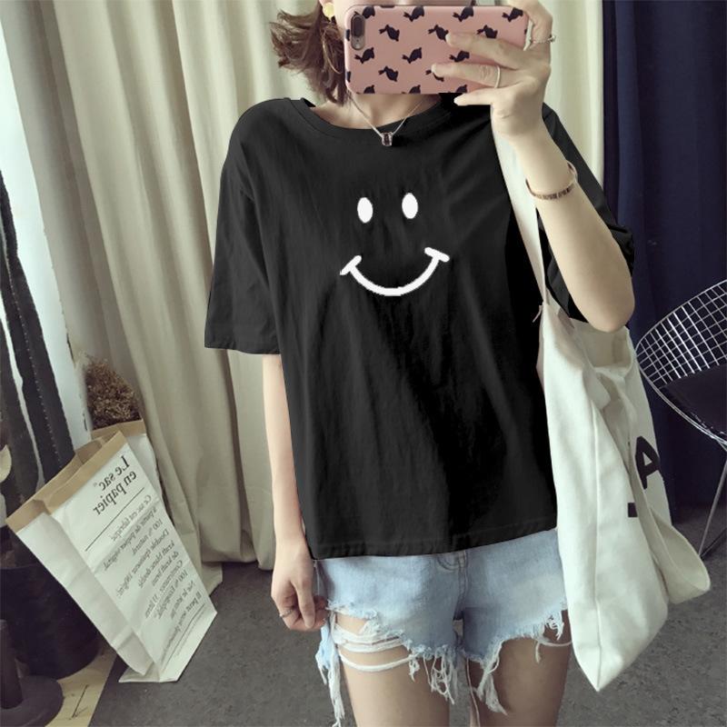 

New summer Korean version of student women s short-sleeved T-shirt Female student clothes loose top women s clothing M чёрный