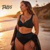 Vintage Style Swimsuit 2Pcs/Set Plus Size Bikini Set, Cross-Chest V-Neck Bra with Built-In Support, Photogenic Beach Outfit High-Waisted Twist