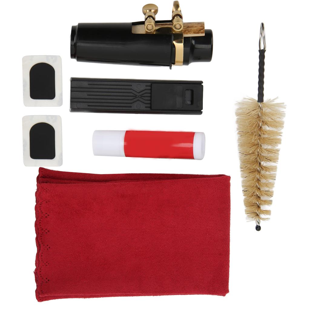 Saxophone Mouthpiece Kit Soprano Cleaning Set Brush Ligature Cork Grease for Maintenance