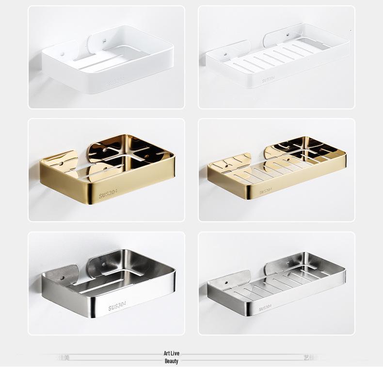 304 Stainless Steel Wall-Mounted Draining Soap Holder - No Water Accumulation for Hotel Use.