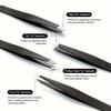 4pcs Stainless Steel Eyebrow Tweezers Set, Hypoallergenic Multi-Functional Beauty Makeup Tools Kit with Flat, Slant, and Pointed Tips for Face Use