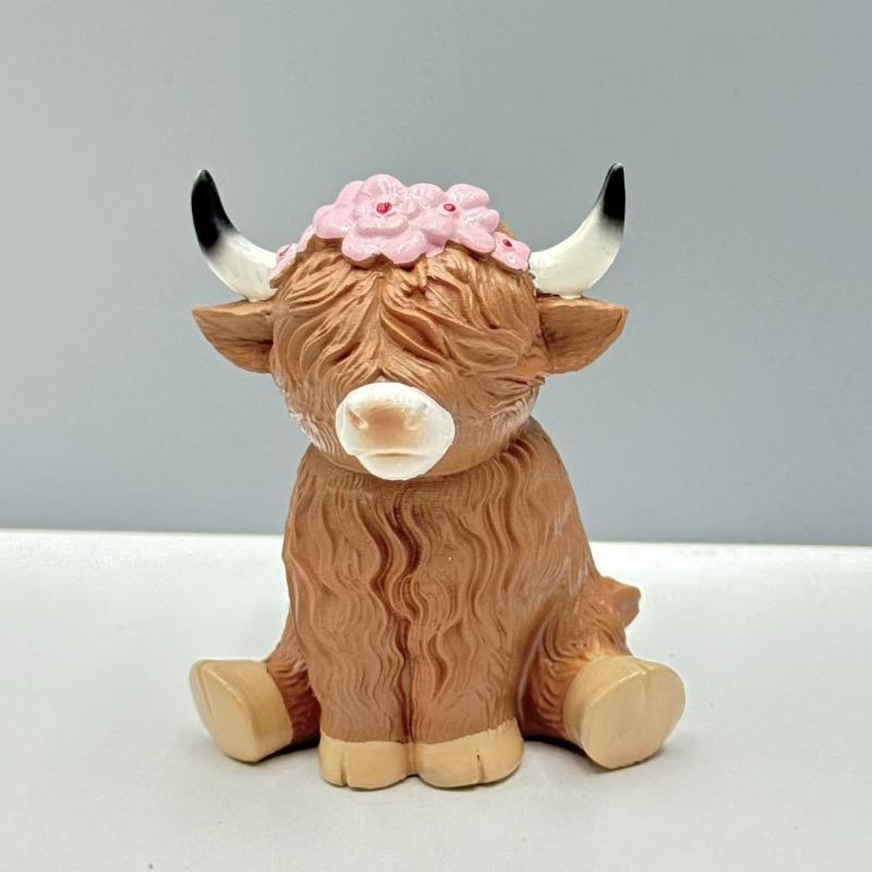

Creative Resin Highland Cow Statue - Desktop Home Decor Item - Valentine s Day Gift - Elegant Cartoon Design A