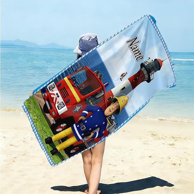 Personalized Fireman Sam's Lighthouse Adventure Beach Towel Microfiber Beach Towel Thin Absorbent for Beach Swimming Yoga Bath Sports. 0910188