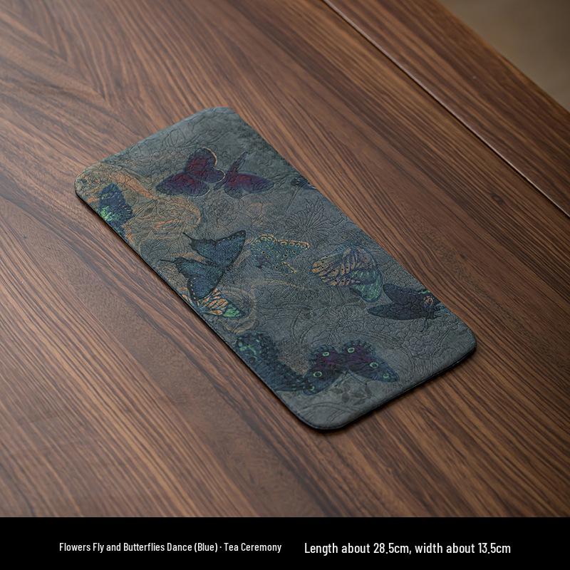Xiangyunsha Chinese Zen Double-Sided Waterproof Tea Mat - Thickened Tablecloth for Dry Brew