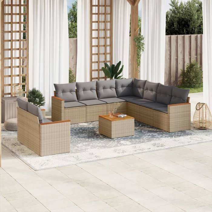 VidaXL Garden Lounge Set with Cushions 10 Pcs, Patio Sofas, Patio Furniture Set, Outdoor Furniture, 3226108