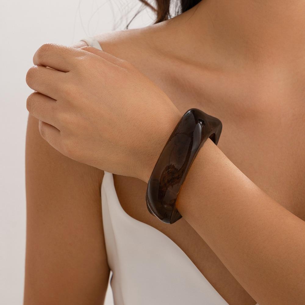 Vintage Irregular Acrylic Bangles Exaggerated Geometric Charm Bracelets  Gifts for Women Girl