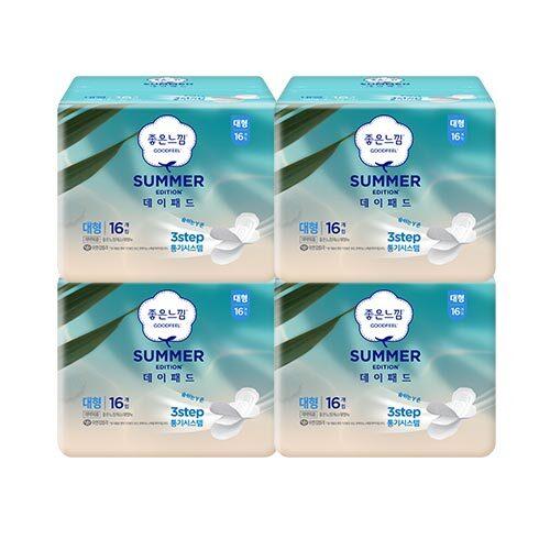 

Летние гигиенические прокладки Good Feel, набор из 4 упаковок (Выберите 1 из 2 размеров) (Medium / Large) Summer Daypad Large 16Px4