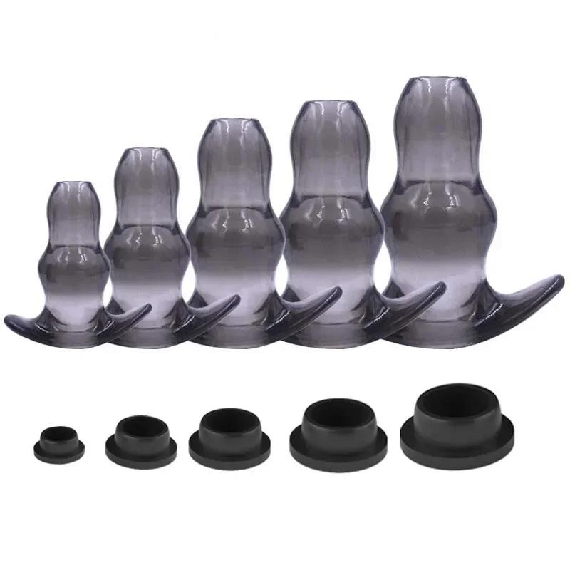 5Sizes Hollow Anal Plug Soft Speculum Prostate stopper Massager Butt Plug Enema Sex Toys For Woman Men Anal Dilator Sex Products