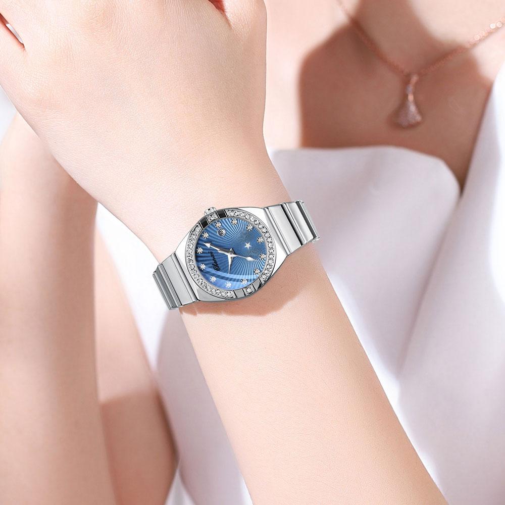 New Women Watch Round Quartz Diamond-Studded Wristwatch Date Luminous Waterproof Stainless Steel Watch Ladies Gift Relojes Para