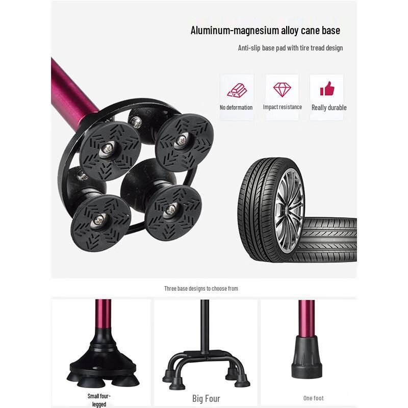Lightweight Foldable Quad Base Walking Cane