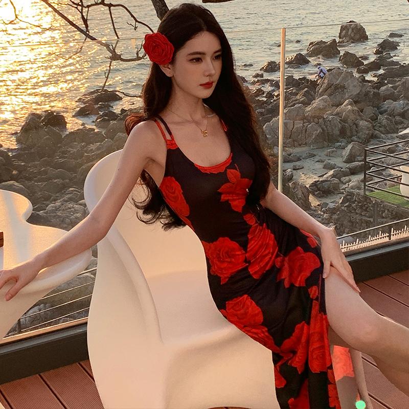 Sexy Demeanor Fake Backless Cross Slit Long Hip Hugging Dress