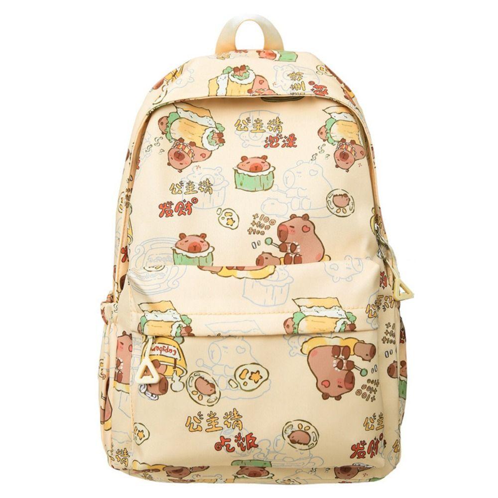 Animal Capybara Backpack Large Capacity Capybara School Bag Portable Capibara Shoulder Bag  Outdoor