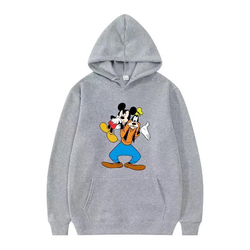 Disney Mickey Mouse Pattern Woman Streetwear Loose Black Winter Tops Clothes Pullovers Ladies Cheap Y2k Hoodies Men Sweatshirts