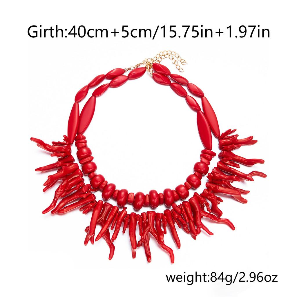 Women Resin Coral Necklace With Electroplated Geometric Design