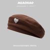 Elegant Cotton Heartpatterned Beret For Women Fashionable Accessory Fall For