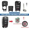 5 Button Key Fob Shell Replacement for Chevy Cruze Camaro Impala Equinox GMC Terrain Buick Regal Lacrosse 2017 2016 2015 2014 2013 2012 2011 2010
