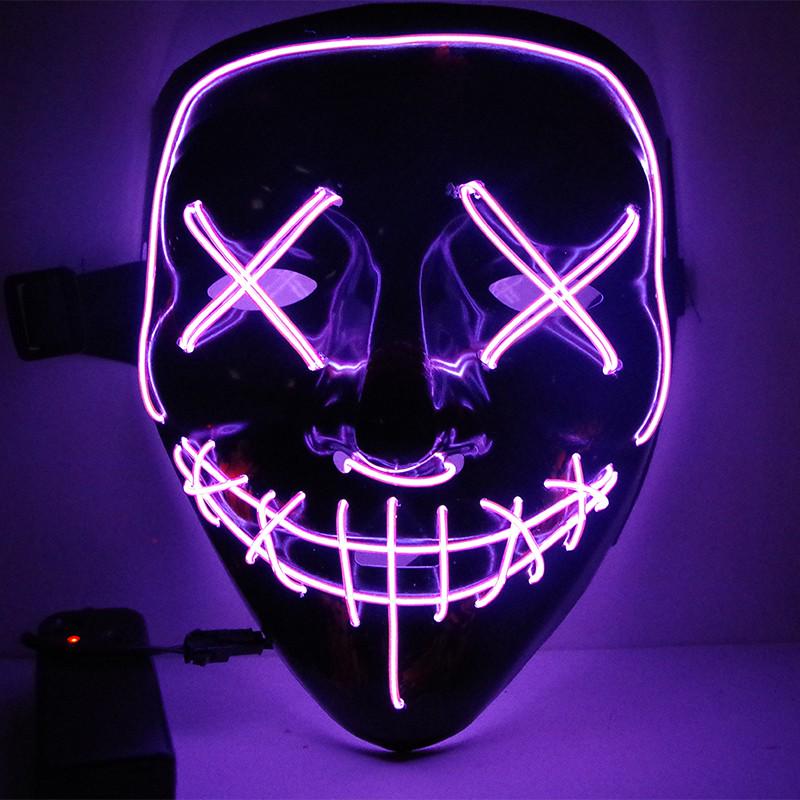 Black Ghost LED Sound-Control Mask - Luminous V Shape Halloween Prop
