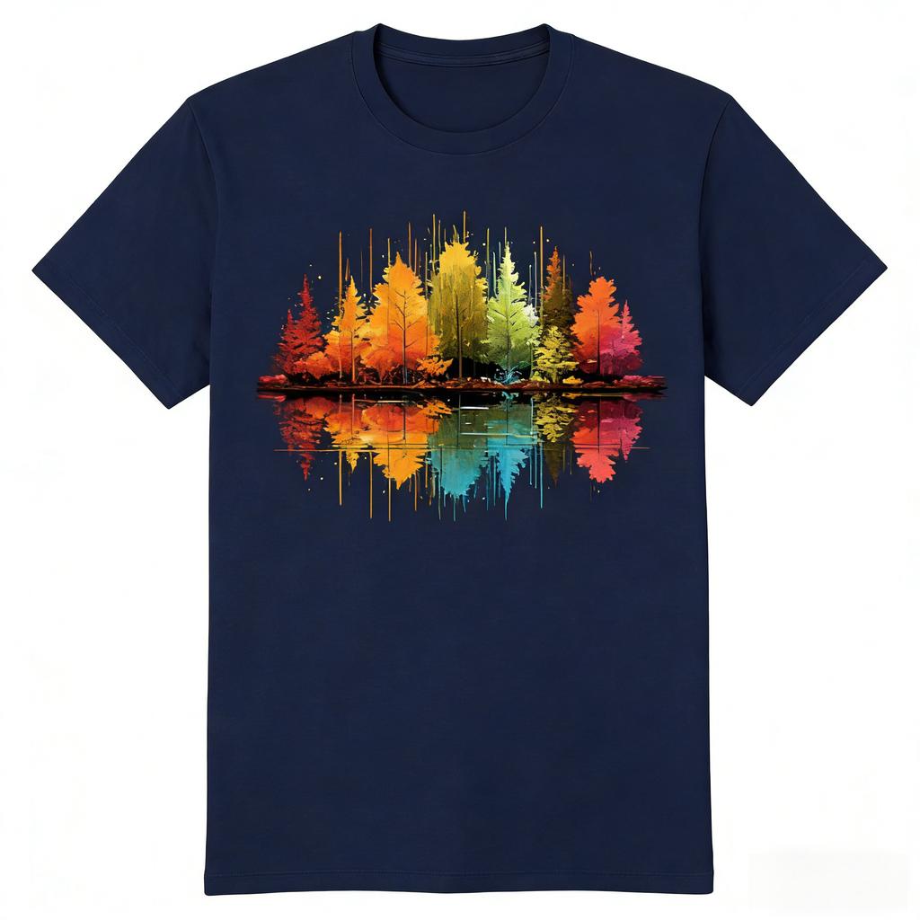 Natur Reflexion Wald Bäume Outdoor Wildtiere Kurzarm Rundhals Y2k T-Shirt Herren Neu im Top T-Shirts Herren T-Shirt