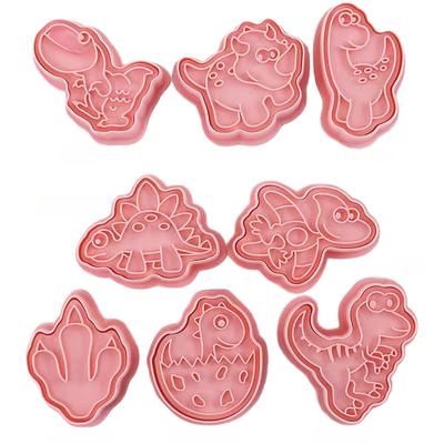 Dinosaurier-Ausstechformen-Set, 8-teilig, aus lebensmittelechtem PP-Material, zum Backen von Keksen, Fondant-Kunst und themenbezogenen Backprojekten