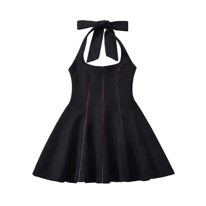 Kaslead New Arrival Women's Clothing Fashion Style Fashion Minimalist Temperament Mesh Slim Fit Patchwork Dress