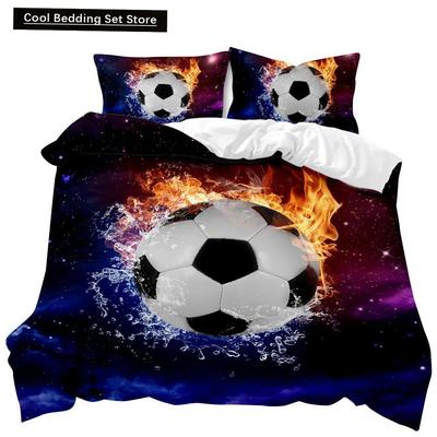 Fußball Bettbezug Fußball Kinder Bettwäsche Set 3D Bettdeckenbezug Jungen Jugendliche Sportliebhaber Doppel Queen King Polyester Steppdeckenbezug