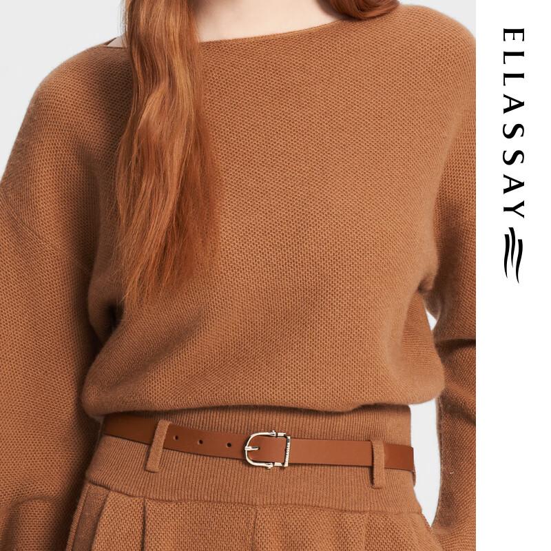 ELLASSAY Women's Autumn Relaxed Merino Wool Blend Boat Neck Knit Sweater