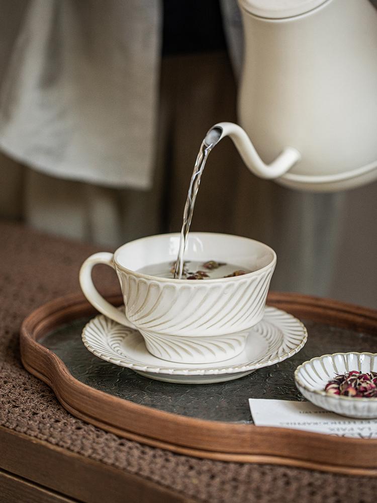 Vintage Ceramic Coffee Cup and Saucer Set Americano Latte Retro Style