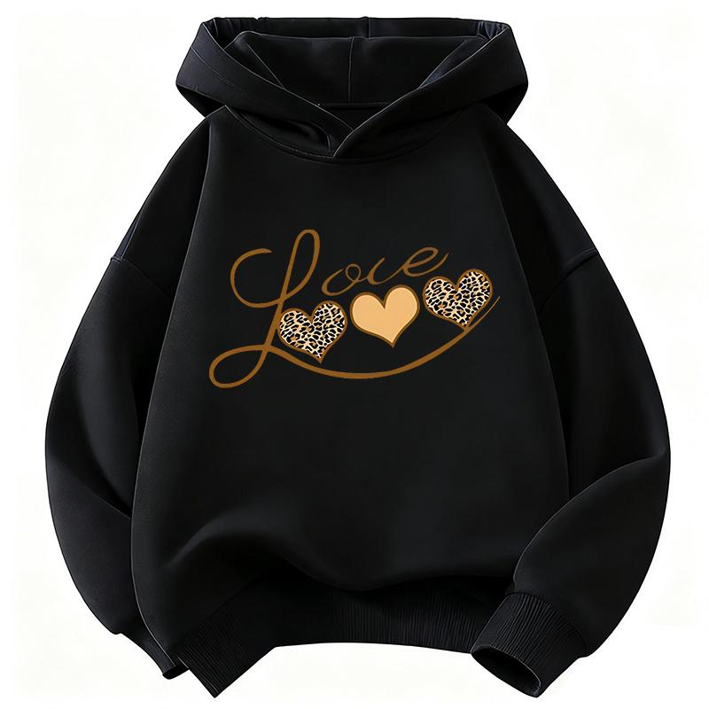 Sweat à capuche imprimé cœur pour filles Sweat-shirt pour enfants Sweat à capuche mignon pour garçons et filles Automne Hiver Sweats à capuche décontractés