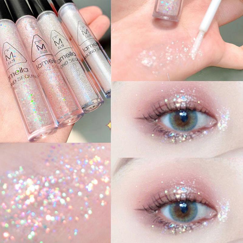 Lameila Liquid Eyeshadow with Sparkling Sequins - Brighten Eyes and Highlight with a Single Color.