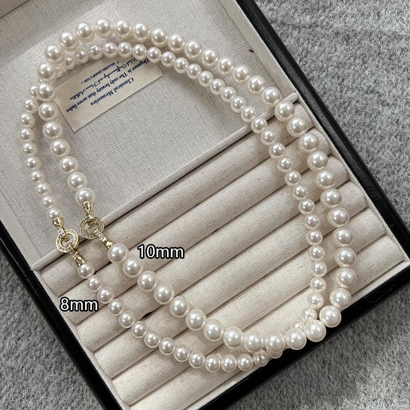 Niche High-End Women s Colorfast Clavicle Chain: Natural Deep Sea Shell Pearl Beaded Necklace Necklace Only