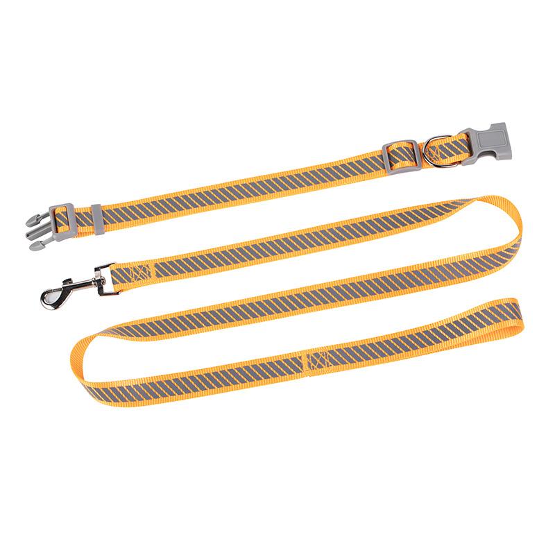 Nylon Reflective Pet Leash and Collars Set Multicolor Dog Leash Adjustable Dog Collar for Medium and Large Dogs Outdoor Training M оранжевый