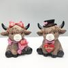 Highlands s Kuhfiguren Valentinstag Highlands Kuh Zwerge Herz Schottische Statue für Küche Etagen-Tablett Tischdekorationen