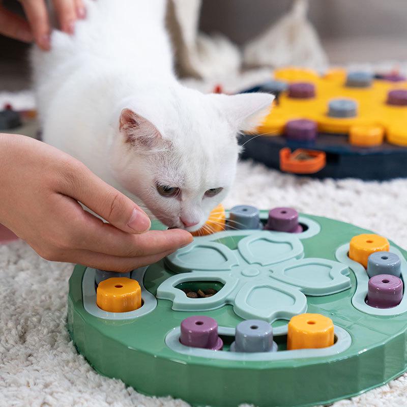 Sakura Slow Feeder: Automatic Bowl & Puzzle Toy for Dogs and Cats