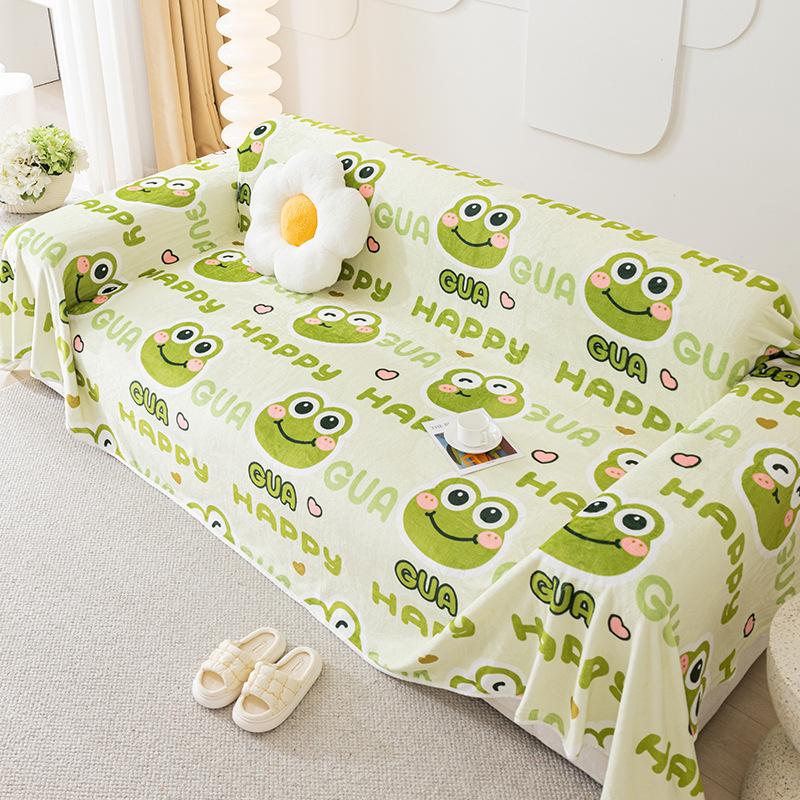 Kreativní kreslený zvířecí potah na pohovku All-inclusive univerzální potah do obývacího pokoje Plyšová deka na zdřímnutí Vlněná deka