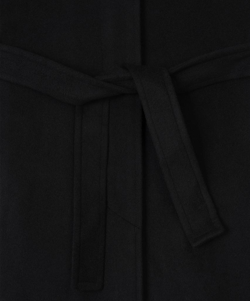 Basika Wooden Cashmere Balmacaan Long Coat (Black)