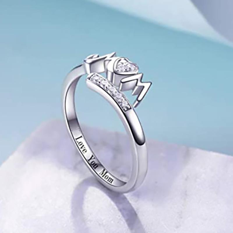 Mother'S Day Gift Special Recommendation, Love Opening Letter Mother Fashion Ring Mom Series Ring