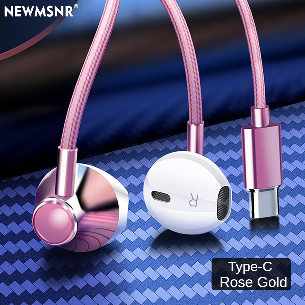 Heavy Bass Type C 3.5mm HIFI Stereo Wired Earphones In-ear Headphones with Mic Earbuds Noise Reduction Gamer Headset for Samsung