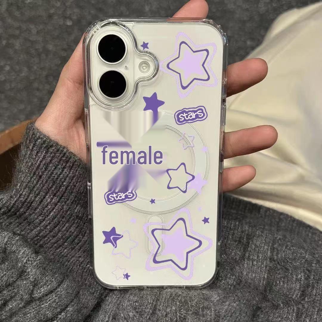 

Purple Stars Cartoon Acrylic Phone Case for Apple 11-17 Pro Max iPhone 14