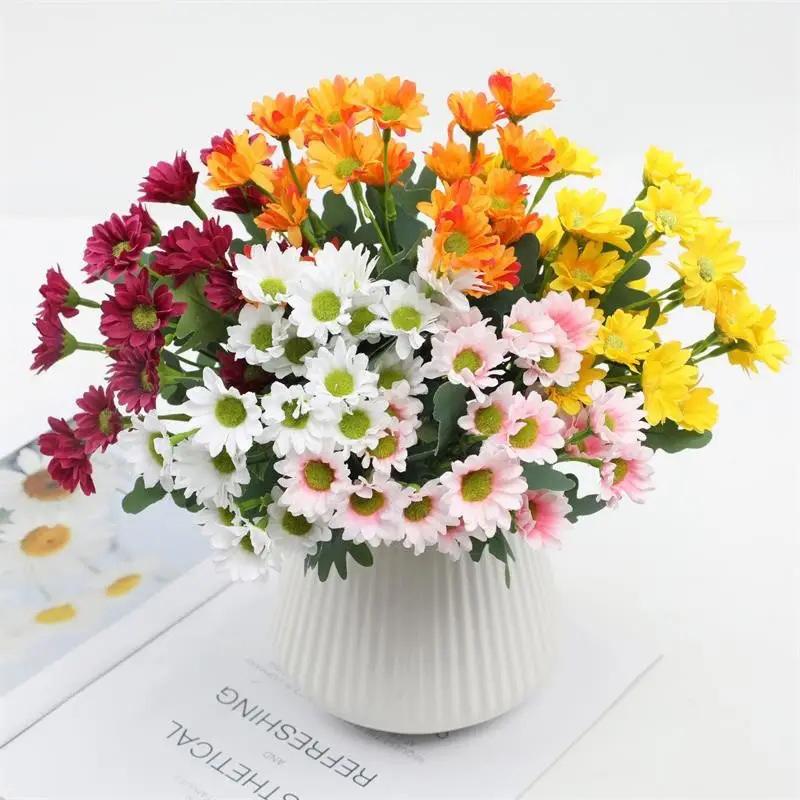 Artificial Sunset Mums Flowers Realistic Outdoor/Indoor Floral Arrangements Waterproof Windproof Fake Flowers Home Party Decor