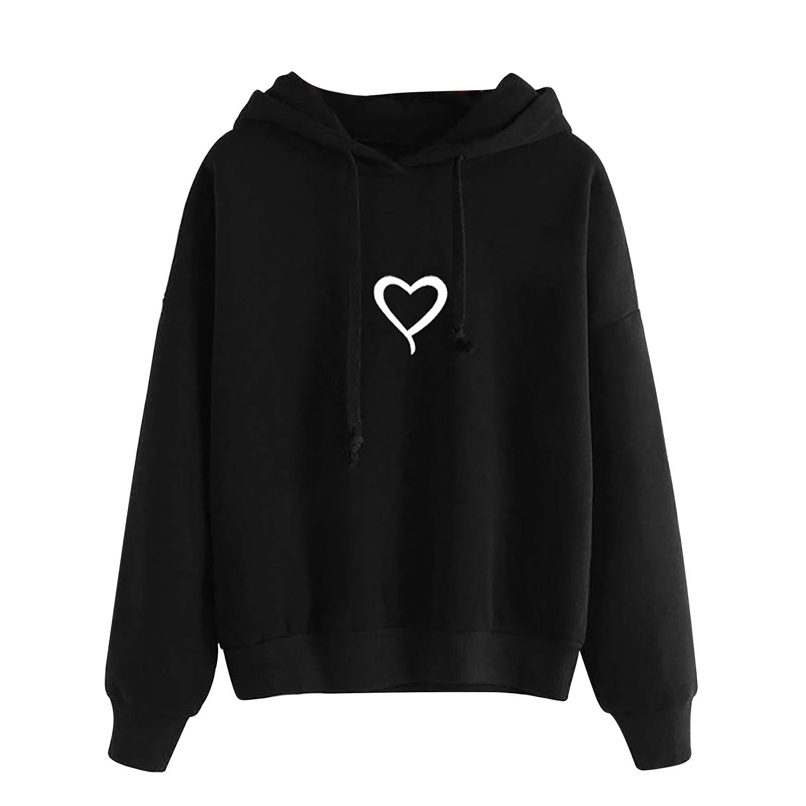 

Женский свободный повседневный свитер с капюшоном с принтом, пуловер, блузка, топы, куртка S чёрный