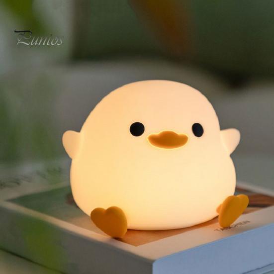 Duck Night Light Dimmable Soft Lighting Flicker Free Rechargeable Adorable Appearance Cartoon Duck LED Bedside Lamp