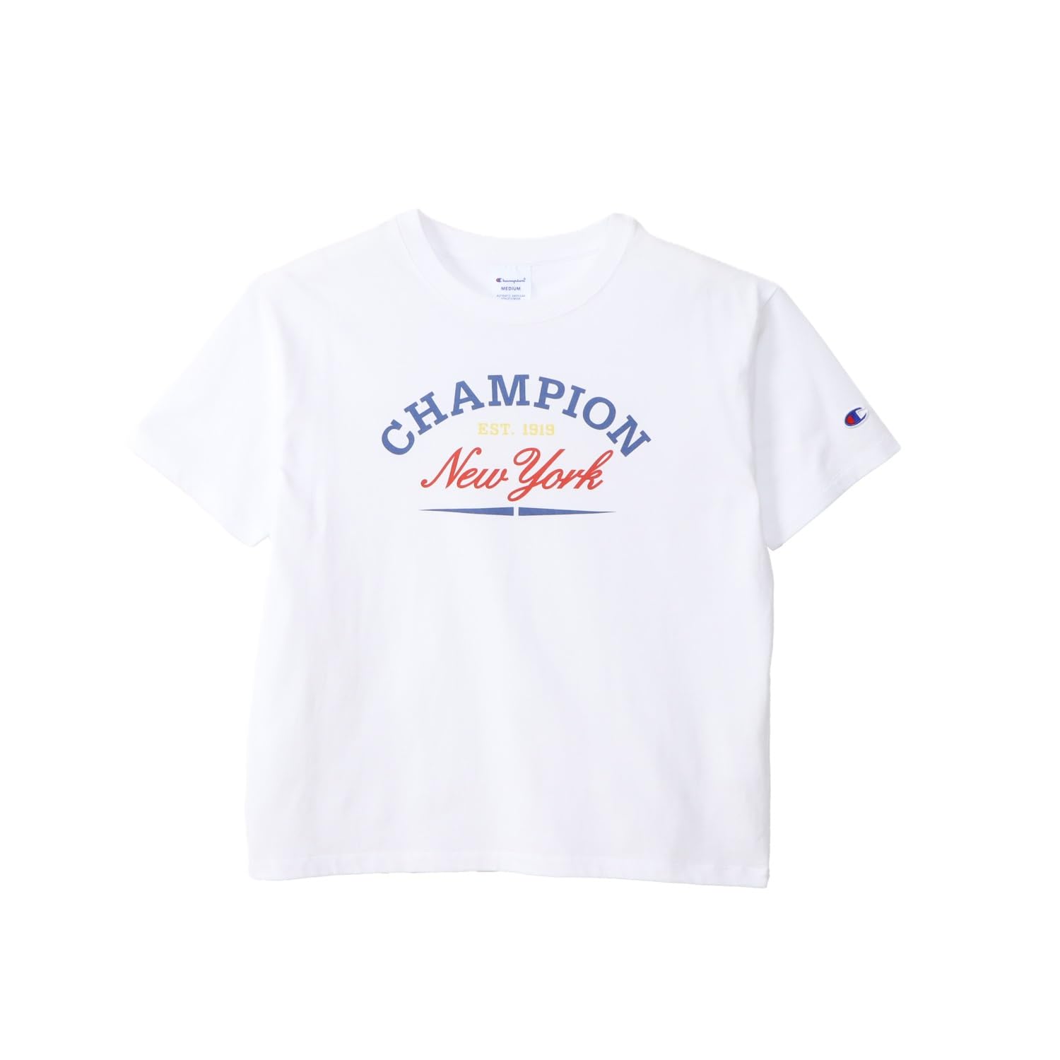 

Champion Basic Short Sleeve Cotton USA RelaxFit Graphic Logo Crew Women s T-Shirt, White, 100% Print, Neck, CW-B325 белый