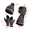 Winter Knitted Hat Scarf Gloves Set Windproof Acrylic Fleece Lined Warm Beanie  with Pompom Touch Screen Gloves for