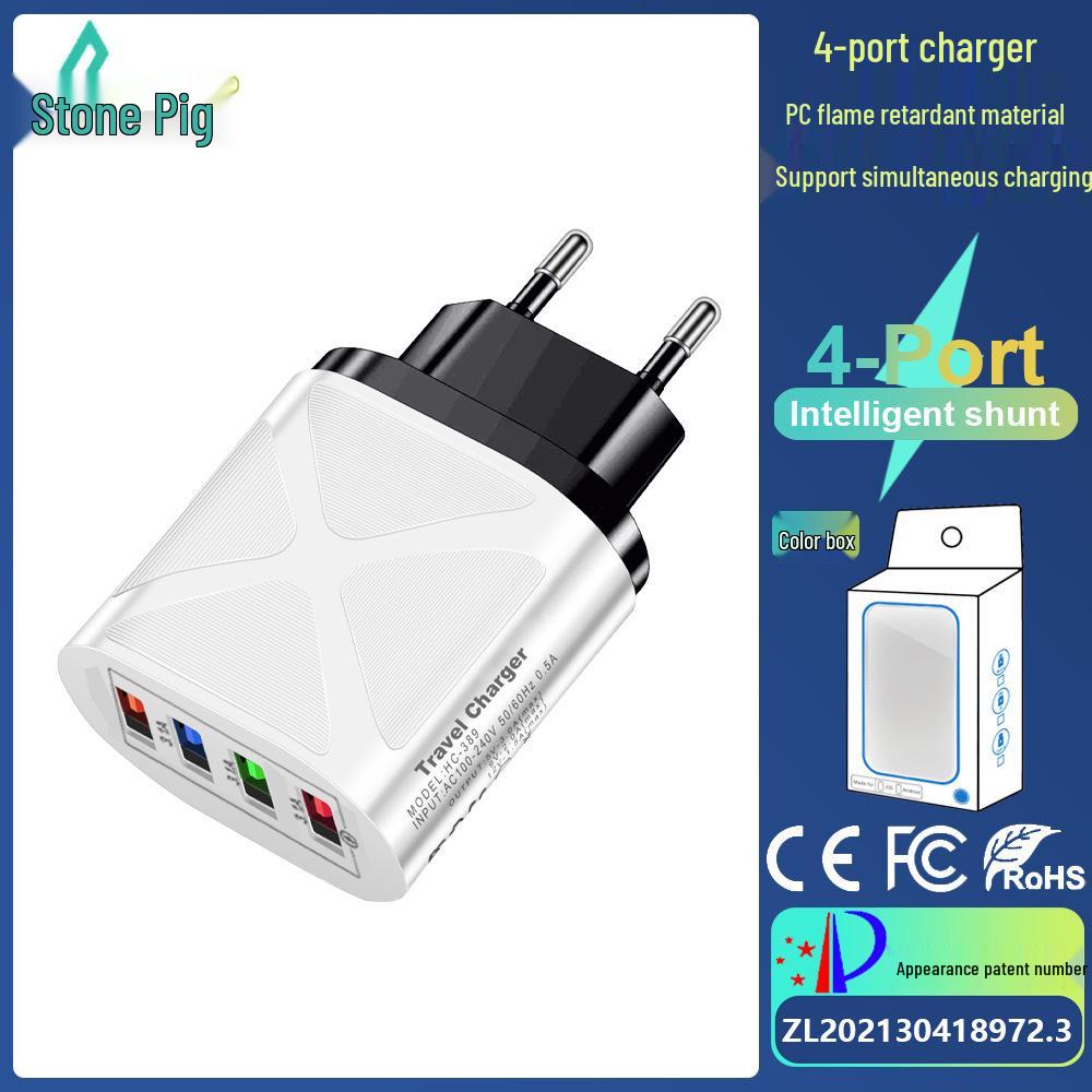 Multi-port USB Charger 4 Ports 5V/2.4A Fast Charging, New Model AU/EU/UK/US Standard