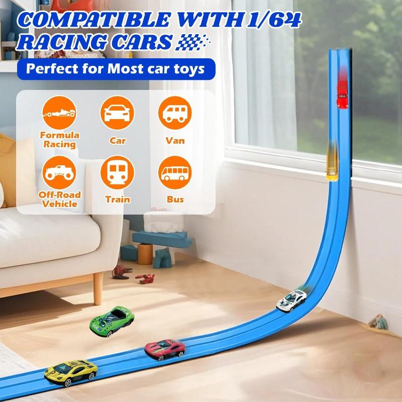 4Meters Flexible Race Track Children Toys DIY Double-track Racing Car Ramp Track Compatible 1/64th Cars Portable Rolls Up Race Tracks
