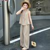 5-14 Years Girls' Summer Outfit Fashion Sleeveless Top and Wide Leg Pants Thin 2-Piece Casual Cool Kids Set