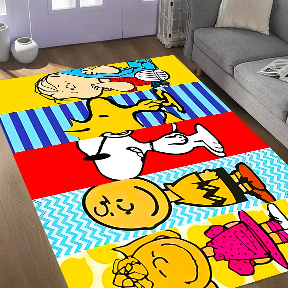 Snoopy's Peanuts Gang Themed Anti-Slip Rugs - Polyester Home Decor, Suitable for Bedrooms, Living Rooms, Doorways, Studios, and Decorations