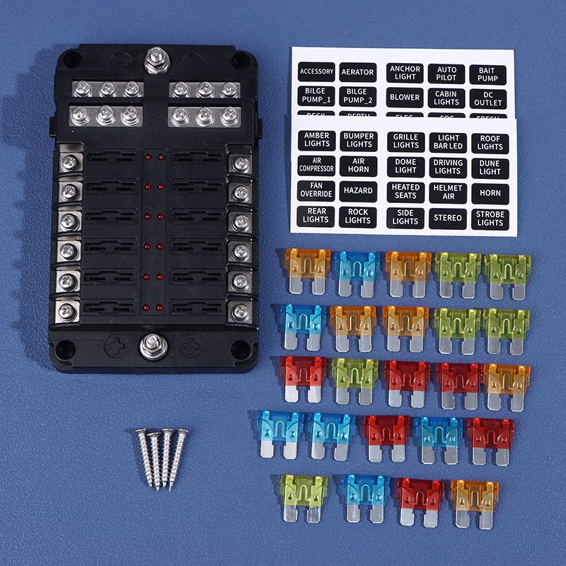 6/12 Way Blade Fuse 12-24V Car Boat Fuse Box Holder With Plastic Cover For Power Panel Board Camper Fuse1/2Pcs