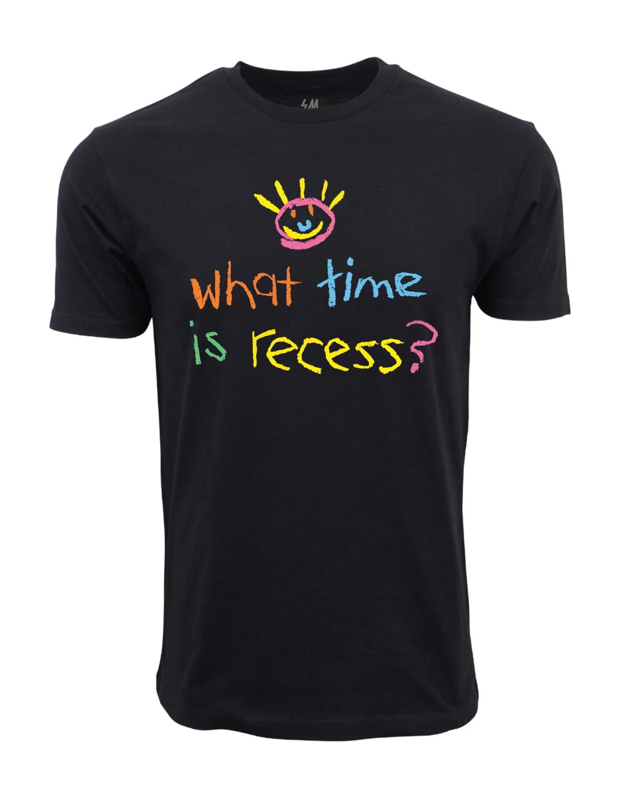 Unisex Adult Casual Graphic What Time Is Recess Graphic T shirt T-S... L